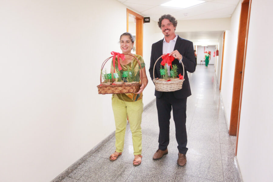 Outra ação do Alesc Sustentável foi a distribuição de mudas em diferentes setores da Casa.