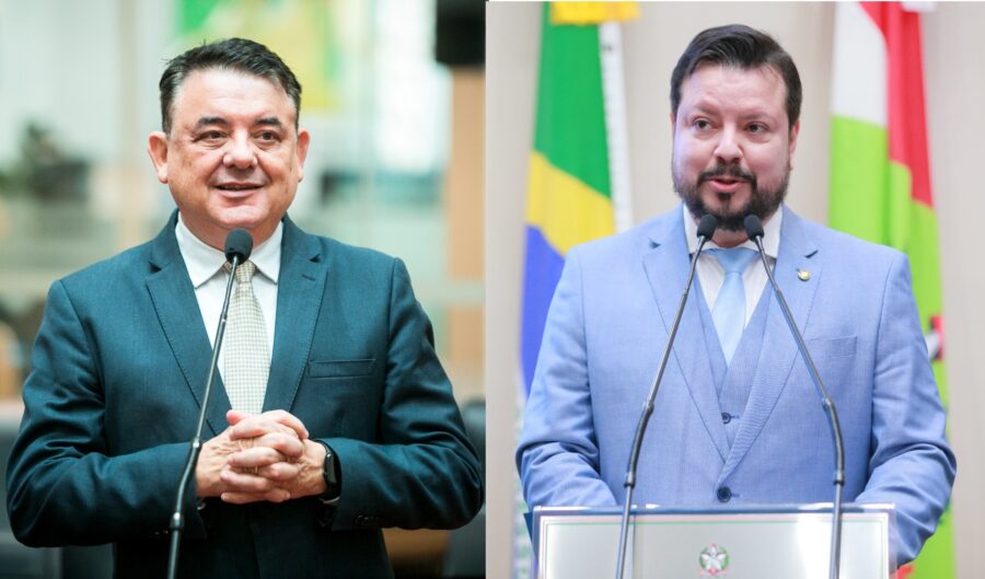 Os deputados Maurício Peixer (e) e Alex Brasil. FOTOS: Bruno Collaço/Agência AL e Vicente Schmitt/Agência AL