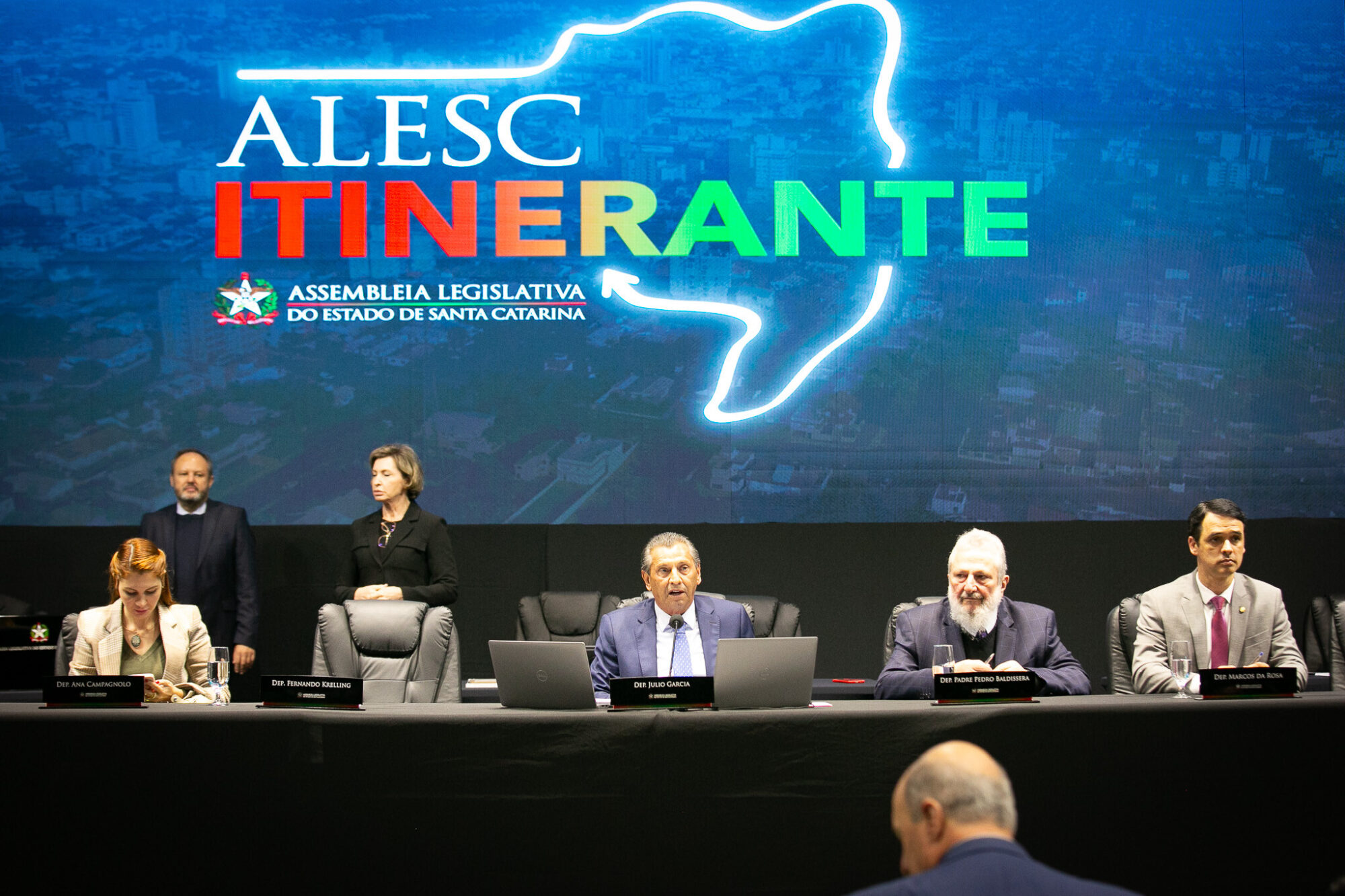 - Deputada Ana Campagnolo (PL)
- Deputado Julio Garcia (PSD) 	 - Deputado Padre Pedro Baldissera (PT) 	
 - Deputado Marcos da Rosa (União)