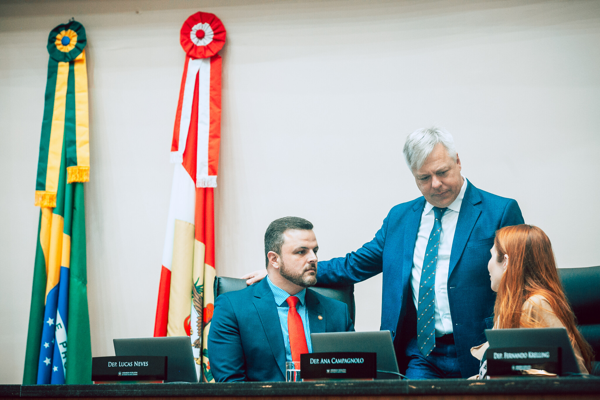 - Deputado Lucas Neves (Podemos) 	 - Deputado Fabiano da Luz (PT) 	

- Deputada Ana Campagnolo (PL)