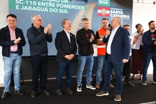 Com articulação de Dr. Vicente, revitalização da SC-110 entre Jaraguá do Sul e Pomerode é inaugurada