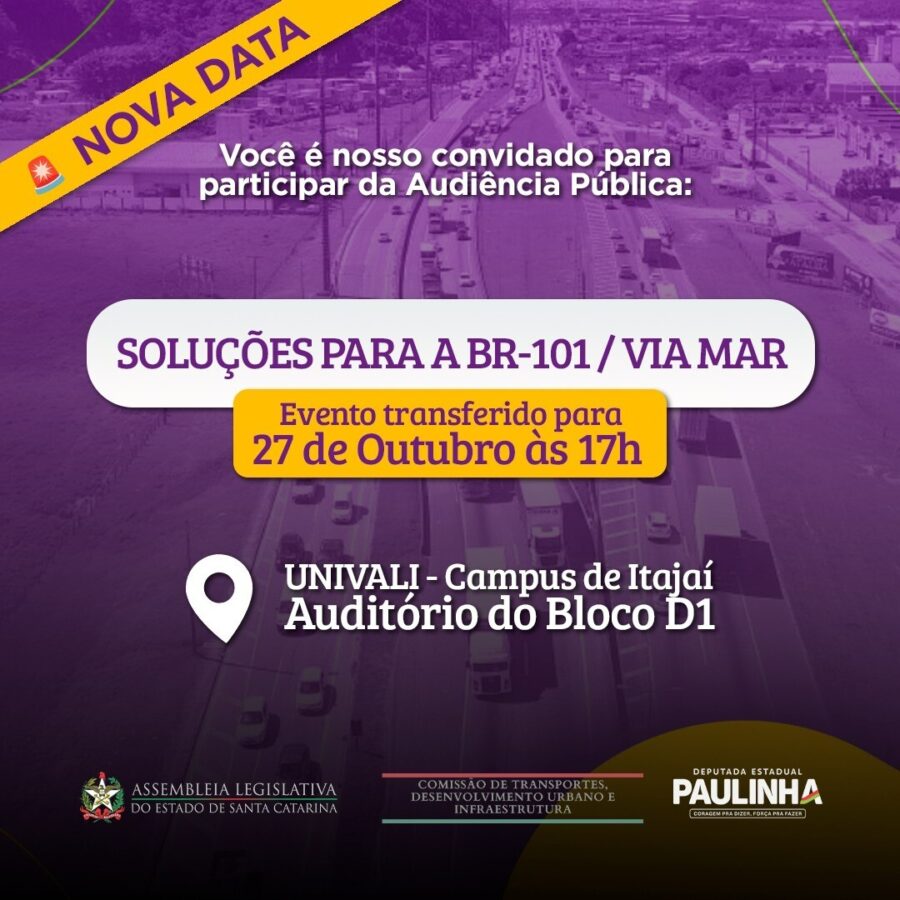Debate sobre contrato de concessão da BR-101 Norte acontecerá na próxima segunda-feira, em Itajaí