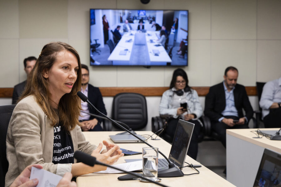 Celina Lazzari, diretora da Associação Mátria, em apresentação na Comissão de Esportes e Lazer.