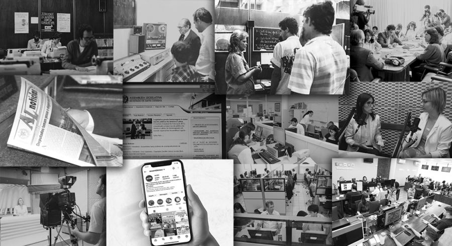 Imagens históricas da comunicação da Alesc