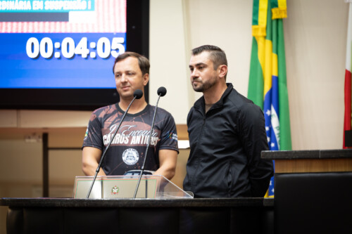 Lucas dos Santos e o prefeito Diego Bohs ocuparam a tribuna para divulgar o evento
