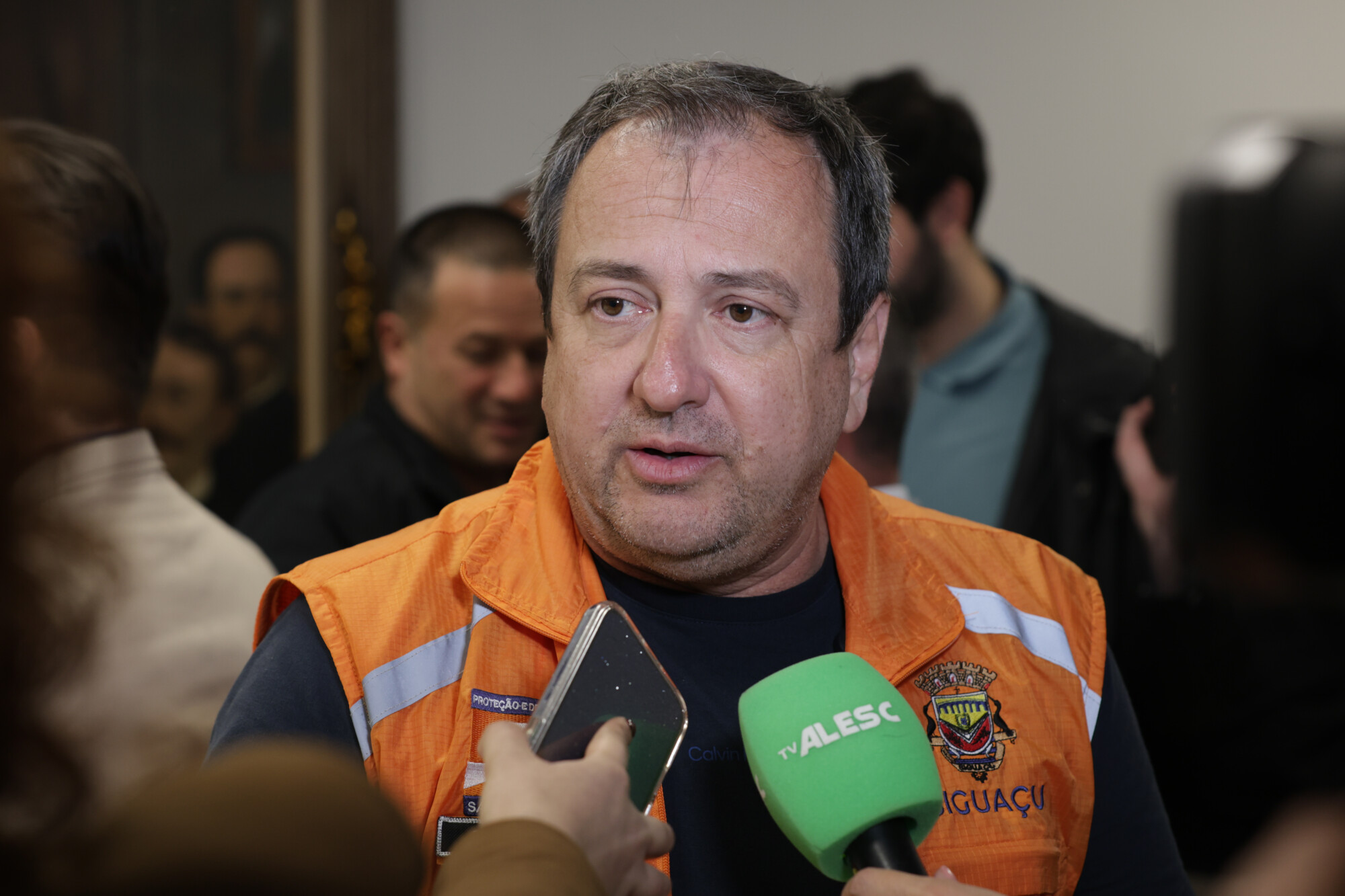Prefeito de Biguaçu, Alexandre Martins, durante reunião na Assembleia Legislativa