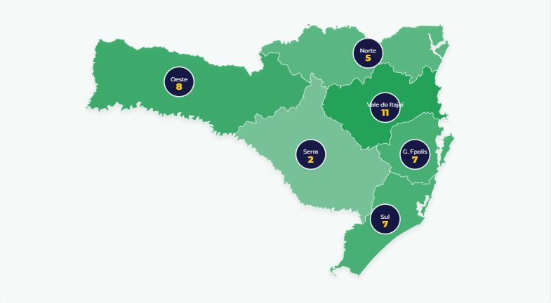Confira a distribuição dos deputados eleitos por região de Santa Catarina